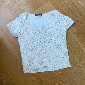 Brandy Melville white shirt with pink flowers
